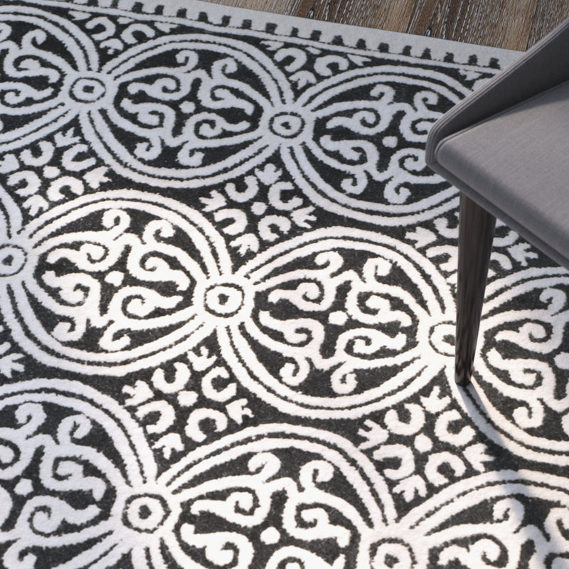 Tapis géométrique en laine touffeté à la main Cambridge, Tapis de couloir 2 pi 6 po x 18 pi