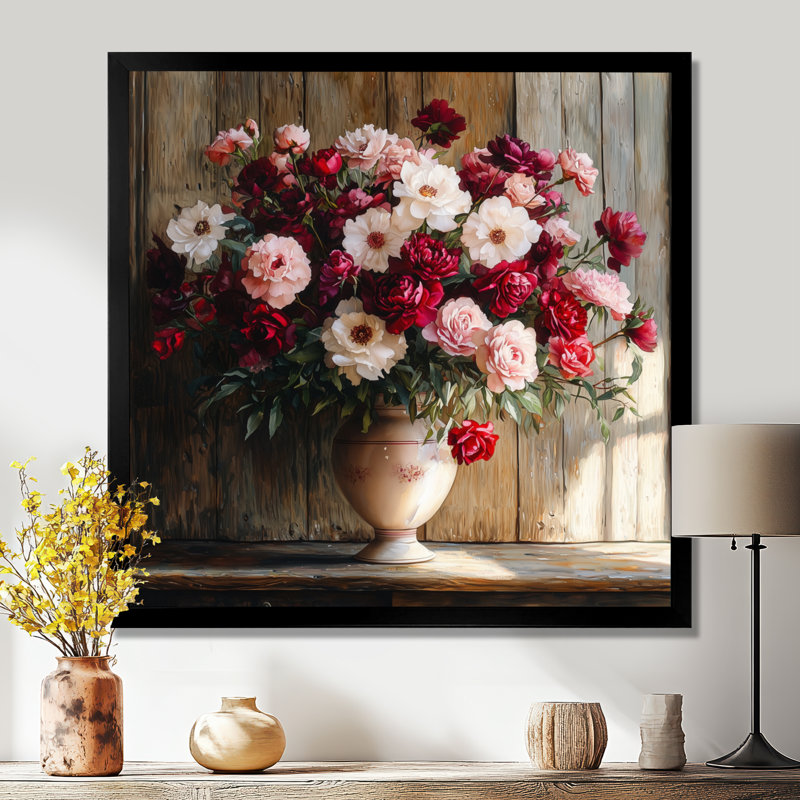 «Rustic Romance Bouquet Of Roses II», art mural assorti, Reproduction encadrée d'une seule photo, Noir, noir, noir, noir
