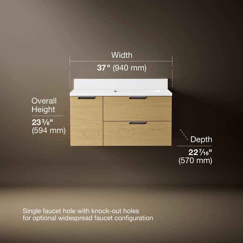 Maxstow 36 In. Wall-Hung Bathroom Vanity Cabinet With Sink And Quartz Top, Other