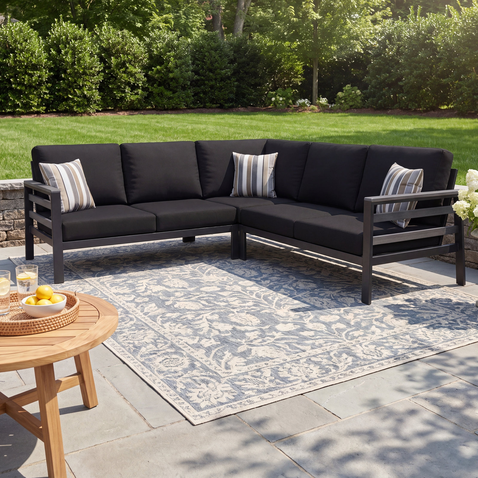 Townsend 87" Sunbrella® Patio Sofa, Canvas Black Sunbrella® Canvas