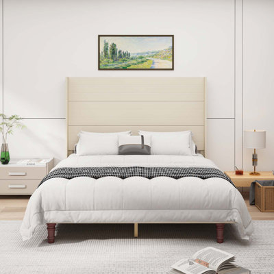 Stylish High Headboard Platform Bed