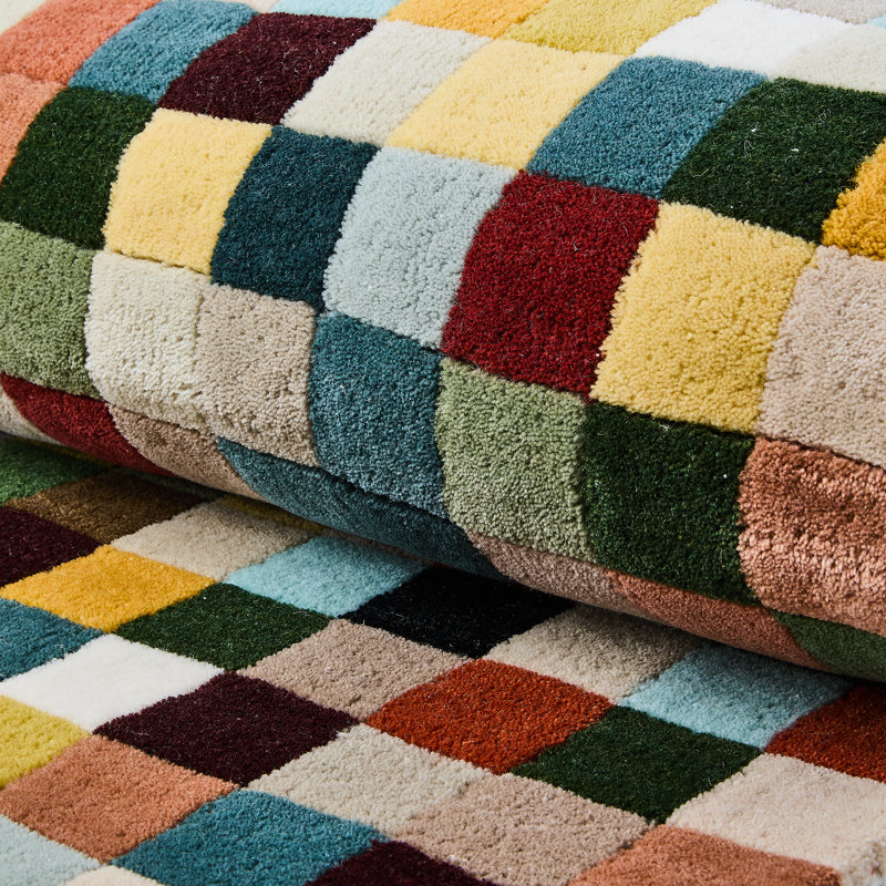 Multicolor Checkerboard 2'3" X 3'9" Rug, Rectangle 2'3" x 3'9"