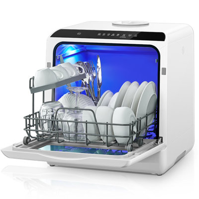 Countertop Dishwasher With Delay Start, No Hookup Needed, 5+1 Wash Programs, 360° Dual Spray, 167° High-temp Wash, 5l Built-in Tank, Portable Dishwasher For Apartments, Rvs, Small Homes
