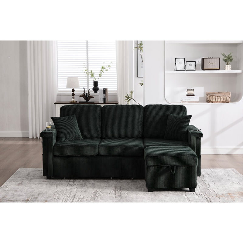 4 modulaires en L avec rangement coulissant, coussins, charge, porte-gobelet, conception convertible en velours côtelé pour le salon et l’appartement, velours côtelé, ports multifonctionnels, lumières d'accoudoirs 7 couleurs