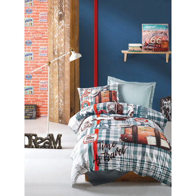 Cotton Plaid Duvet Cover Set