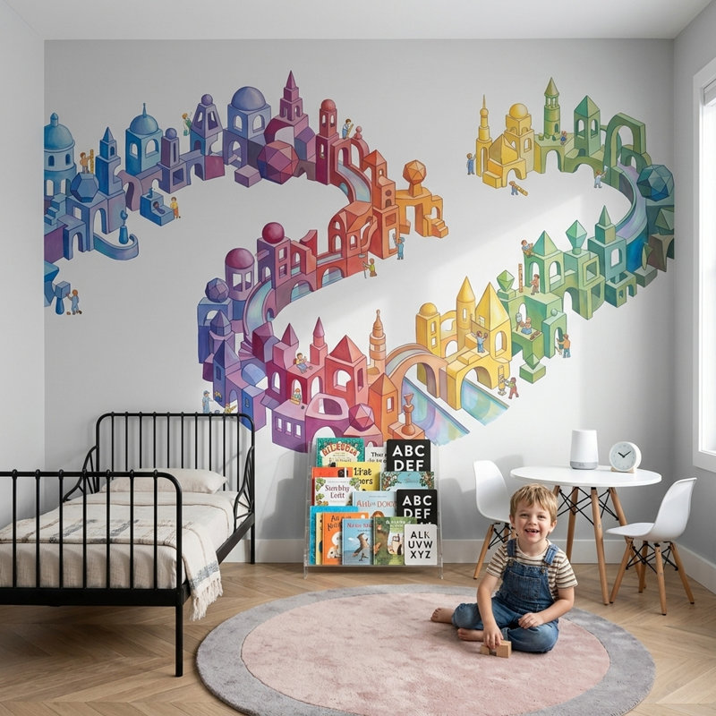 Papier peint blanc avec décoration murale géométrique amovible, 200 po x 120 po, Non tissé