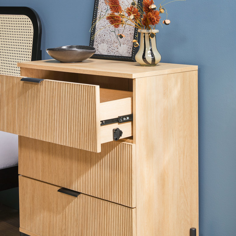 Commode 3 tiroirs Asho Reeded, Chêne côtier