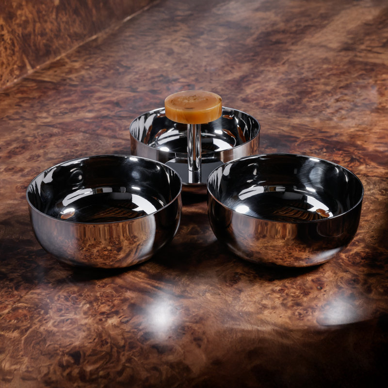 Ensemble de condiments en acier inoxydable Gomez, Nickel avec accent ambré