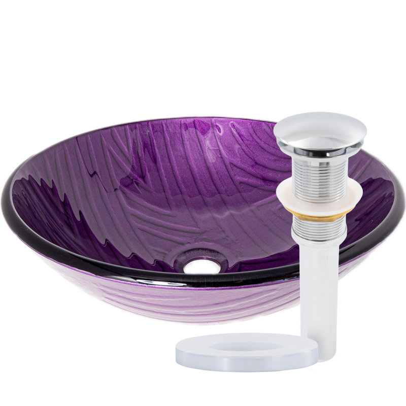 Novatto 16.75'' Glass Bathroom Sink with Faucet, Chrome