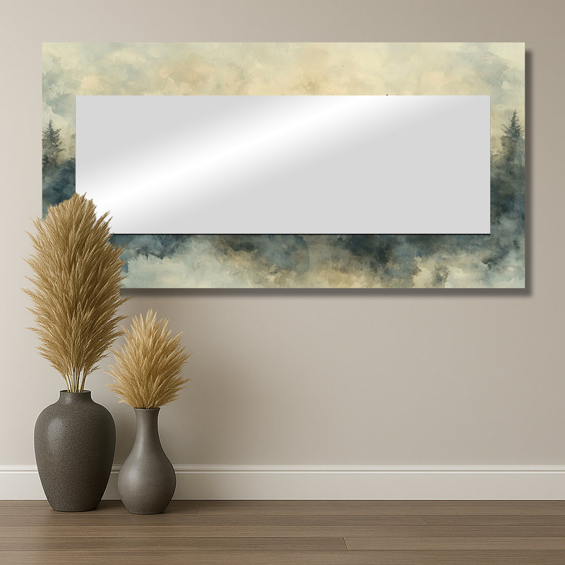 Orignal dans la brume du Canada I - décor mural miroir animaux - imprimé sur métal, 28 po x 55 po