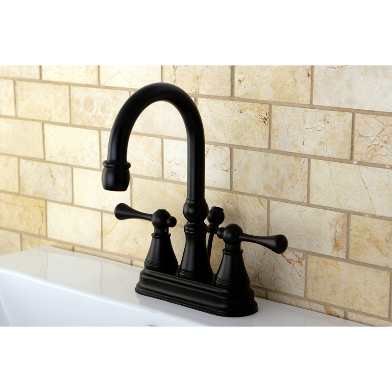 Robinet de salle de bain central à fixation à deux poignées à 3 trous à fixation sur le comptoir 4 po Kingston, Bronze huilé