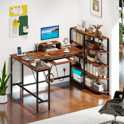 L-Shaped Metal Base Computer Desk