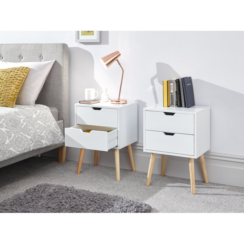 Lalani 40cm W Bedside Table, White