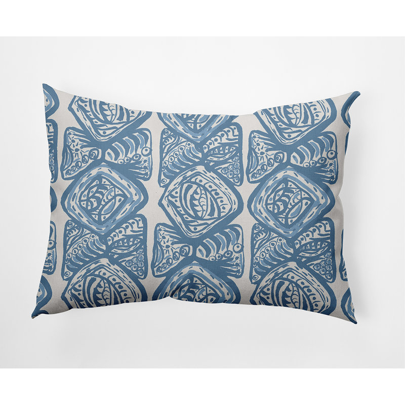 Geometric Reversible Throw Pillow, Blue