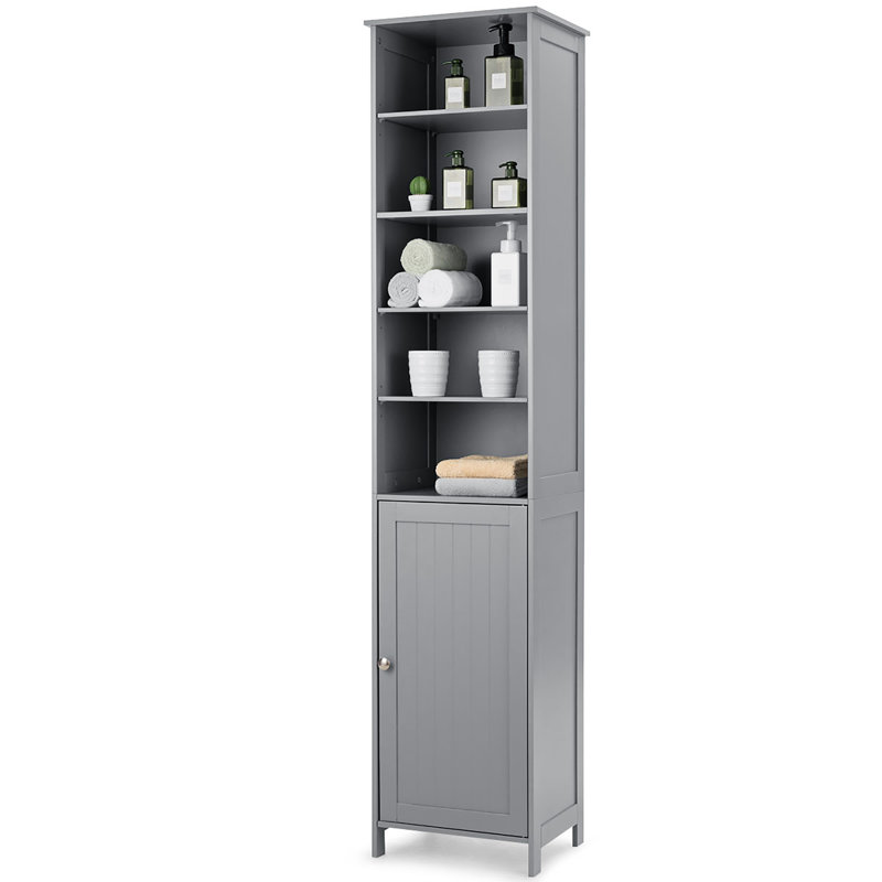 Armoire de salle de bain autoportante l 16 po x H 72 po x P 13,5 po Dewalt, gris