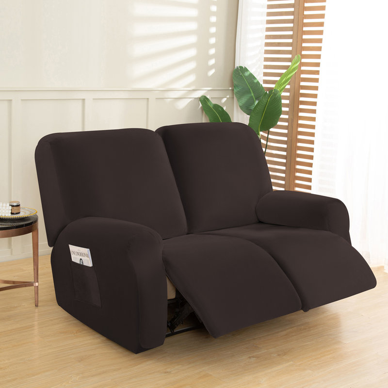 Housse pour fauteuil inclinable en velours extensible, Velours brun