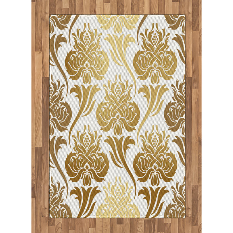 Tapis décoratif en fibres de polyester à haute densité Damask, Rectangle— 4 pi x 5 pi 8 po