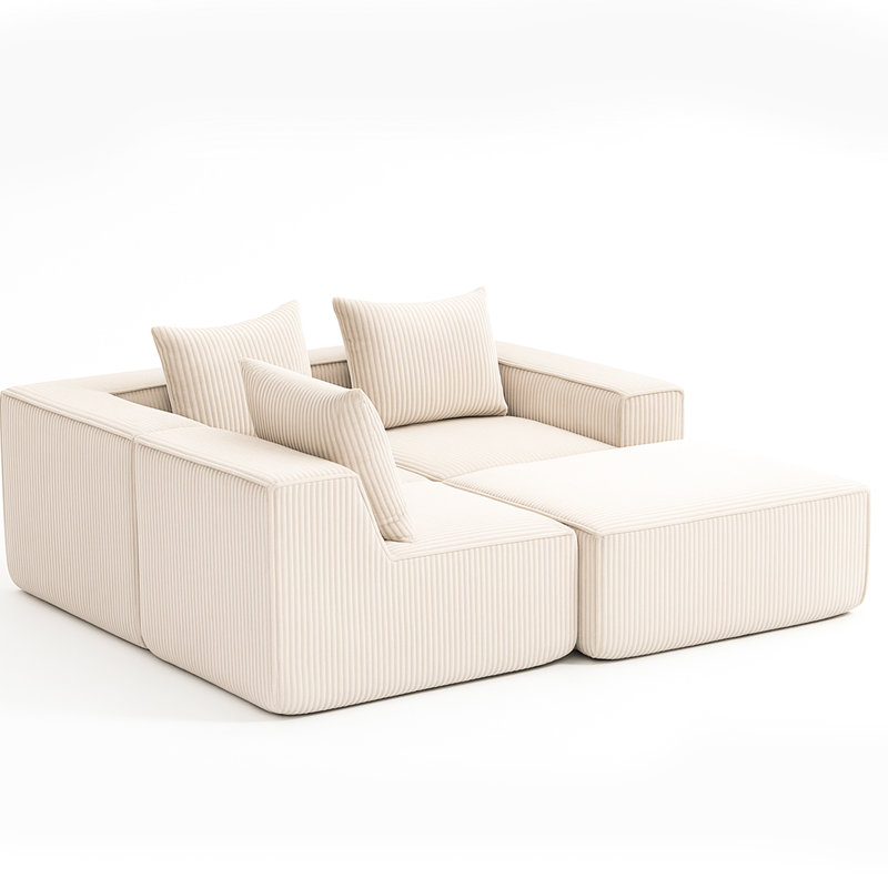 Velours côtelé en velours côtelé 4 pièces, compression moelleuse, moelleux, style moderne, sans assemblage, Beige