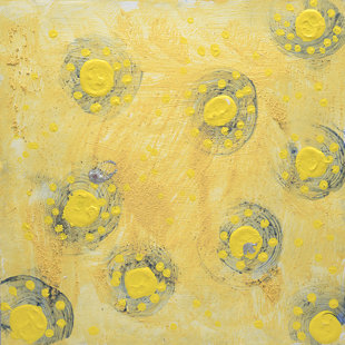 Joyce Creiger " Star Gazer VIII Series Of 9 Yellow & Gray & Green " by Joyce Creiger