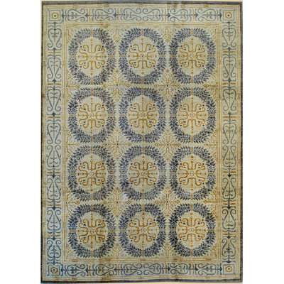 Giselle Exquisite Beige Hand Knotted Wool Transitional Floral Area Rug