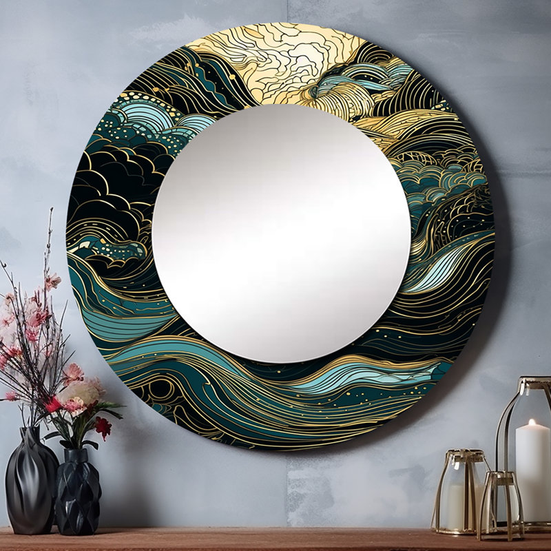 Quintavious Green Linear Symphony II - art mural unique, miroir rond moderne, impression sur métal, 36 po x 36 po