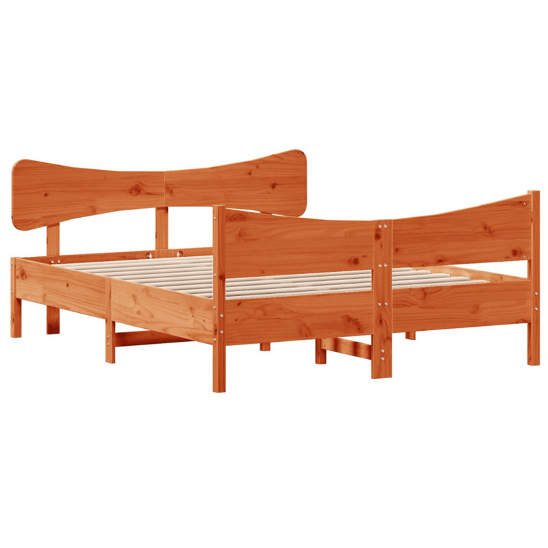 Rosalinde Solid Wood Bed, European Kingsize (160 x 200cm), Wax Brown