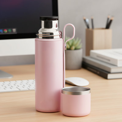 28 oz, rose, tasse en acier inoxydable isolée, contenant de voyage portable pour boissons chaudes, en particulier café et thé.