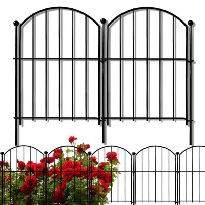 Decorative Garden Fence 17in(H) x 10ft(L), 10 Pack Rustproof Metal No Dig Animal Barrier for Dogs, Arched Flower Bed Edging Ornamental Wire Border Panels for Yard Patio Outdoor Decor