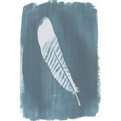 Feathers on Dusty Teal VI 1 Piece Wrapped Canvas Painting