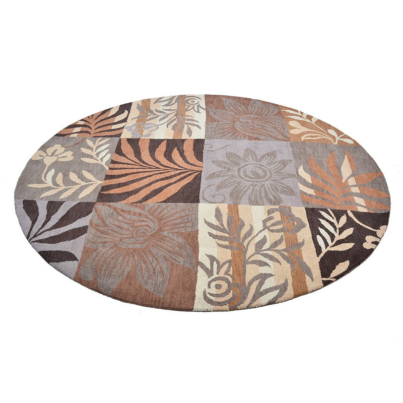 Lydecker Hand Tufted Wool Eco-Friendly Round Area Rugs - Round, Multicolor, Floral Modern Design, High Pile Thick Handmade Anti Skid Area Rugs for Living Room, Bed Room