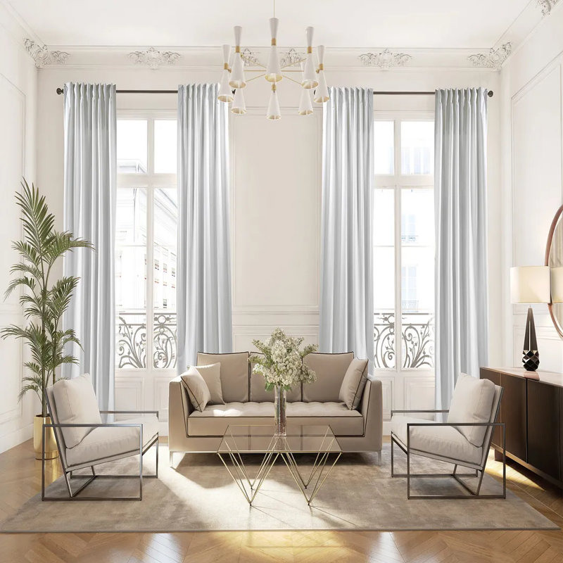 Extra Long & Extra Wide Matte Velvet Curtain Panel, 140cm Width x 295cm Drop, 11 WHITE