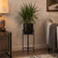 Grand pot à fleurs d'intérieur en métal noir avec support amovible, 12 po x 12 po x 36 po-1191922649