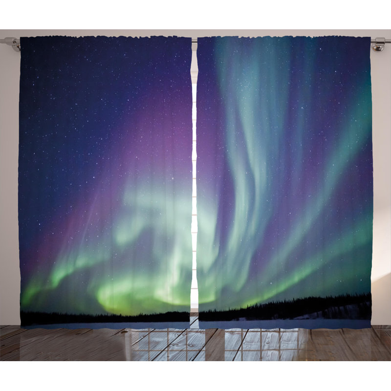 Starry Sky Graphic Print Semi-Sheer Rod Pocket Curtain Panels, 54" W x 84" L