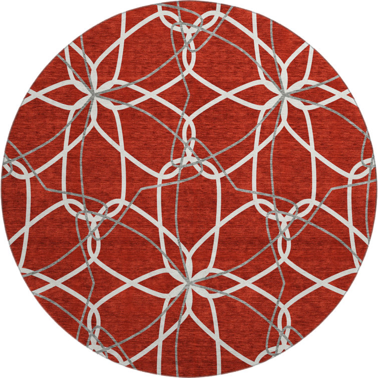Premium Machine Washable Prisco Red Rug