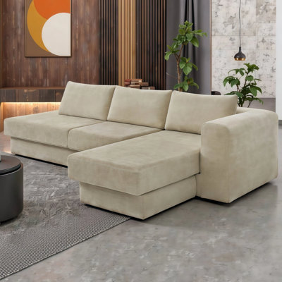 CloudComfort L-Shape Modular Sofa Set - Reversible Chenille Sectional w/ Double-Layer Cushions, 113" Corner Couch for Primary Living Spaces