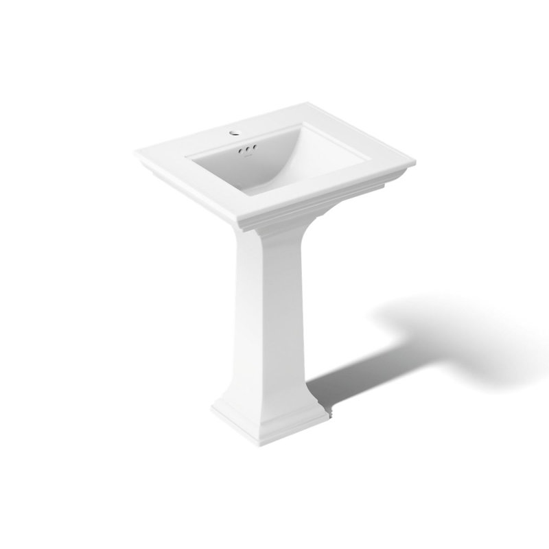 Memoirs® Stately 24" Pedestal Bathroom Sink with 4" Centerset Faucet Holes, White, Single, 34.75" H x 20.5" W x 24.5" L
