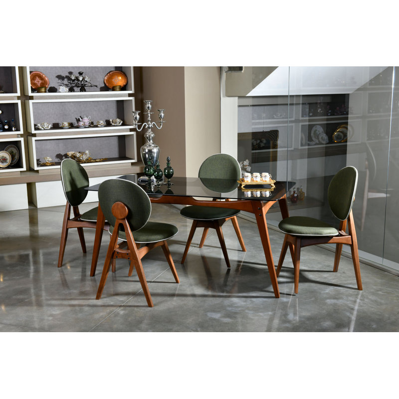 Ensemble repas pour 4 personnes Knobel, Vert / noyer