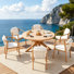 Ensemble repas pour 6 personnes avec table en pierre frittée et chaises en aluminium avec coussins inclus