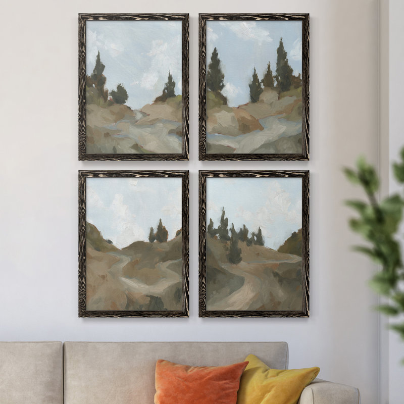 Ensemble de 4 reproductions d'art sur toile West, H 24 po x l 72 po x P 1,5 po, Noir