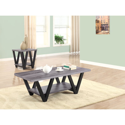 Justine 2-Piece Rectangular Coffee And End Table Set Grey