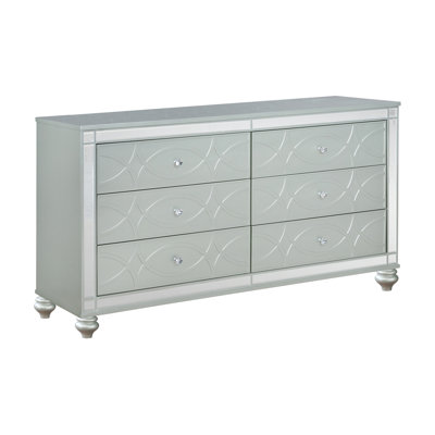 Gulfara 6 - Drawer 61.6" W Dresser in Silver Metallic