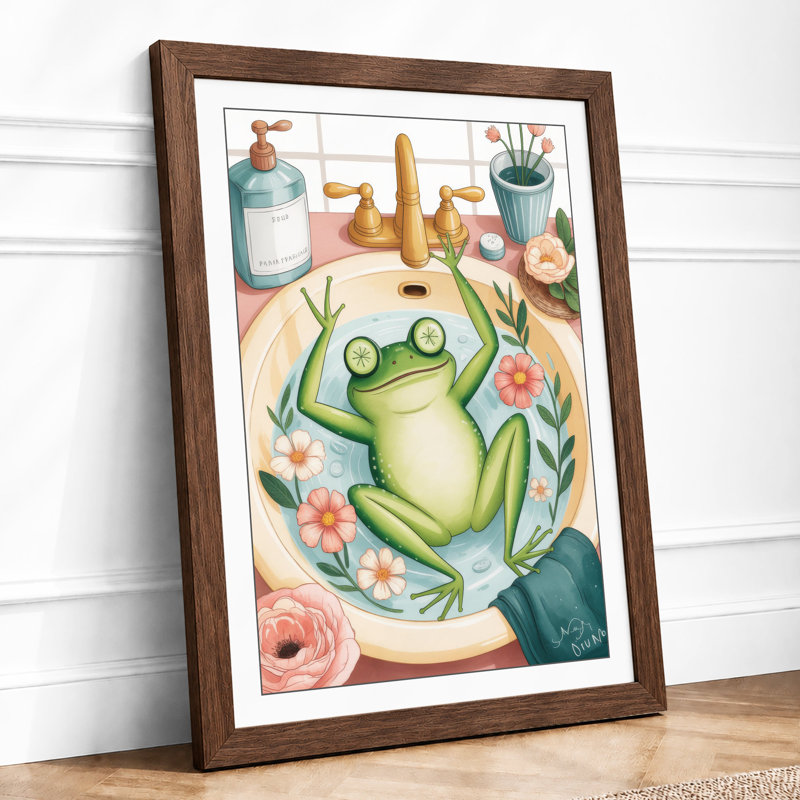 Frog on a Plate Boho - Framed Print, Walnut, A1 - 84.1 x 59.4 cm