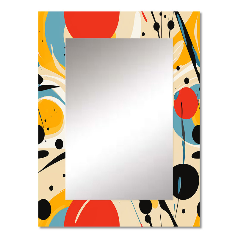 Hartart rouge Popart Lichtenstein Lines Matrix - grand miroir abstrait, décor de miroir mural moderne unique, art imprimé en métal