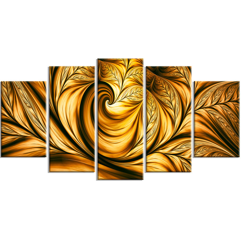 « golden rêve abstract », ensemble de 5 reproductions d’art sur toiles tendues