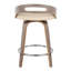 Tabouret de comptoir 24 po à hauteur fixe avec pivot en bois gris clair et similicuir crème avec repose-pieds rond en métal chromé - tabouret de comptoir 2 pièces crème