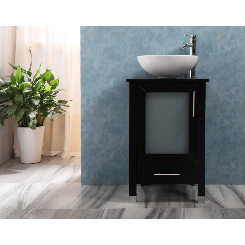 Brannum 20 " W Freestanding Standard 1 Single Vanity Bathroom Vanity With Top, Black