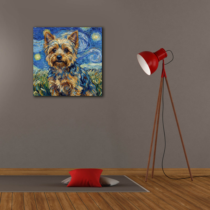  «Yorkshire Terrier Starry Night» par Rich Monet, art mural sur toile, 26 po x 26 po, 26 po x 26 po