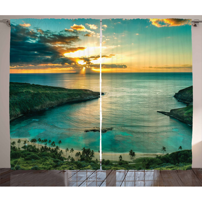 Hawaiian Semi-Sheer Rod Pocket Curtain Panels, 54" x 108"