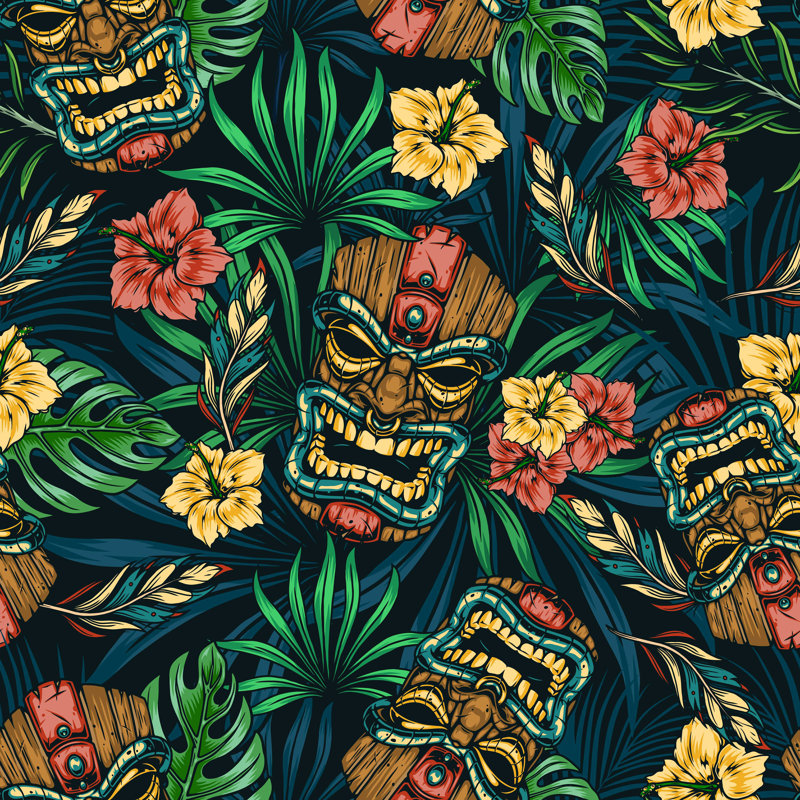 Motif tropical hawaïen par Imogi, impression sur toile tendue, H 12 po x l 12 po