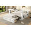 Lit de jour double avec bureau amovible, tiroirs de rangement et table d'appoint hydraulique, blanc-130125478